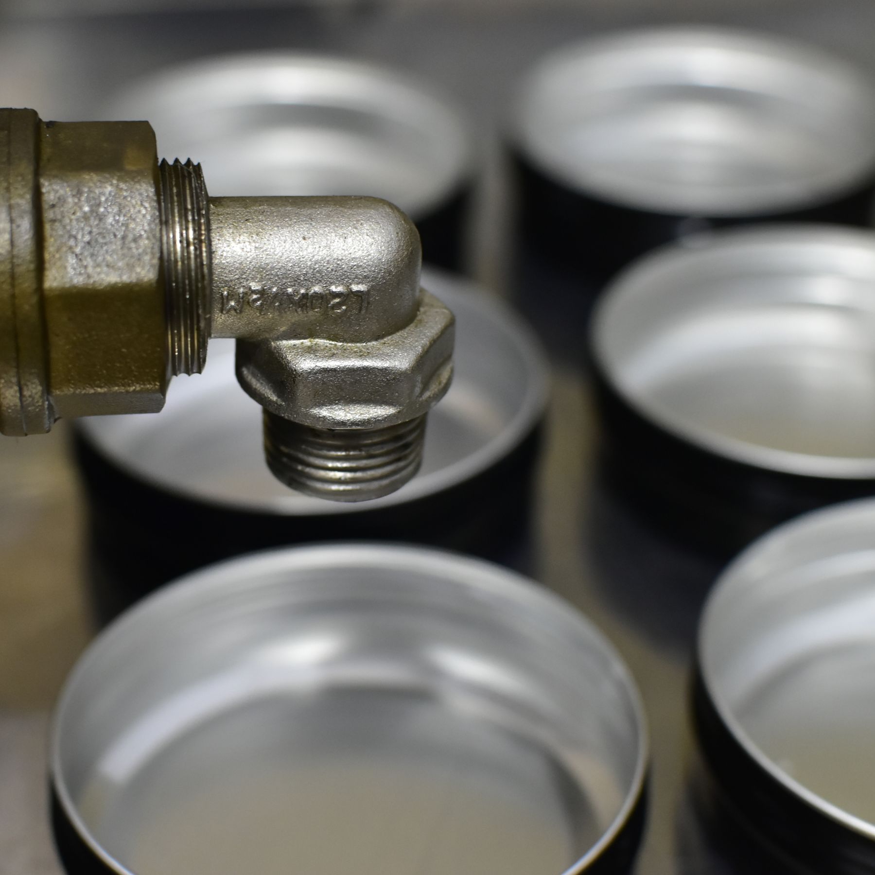 Close-up of a metal pipe fitting
